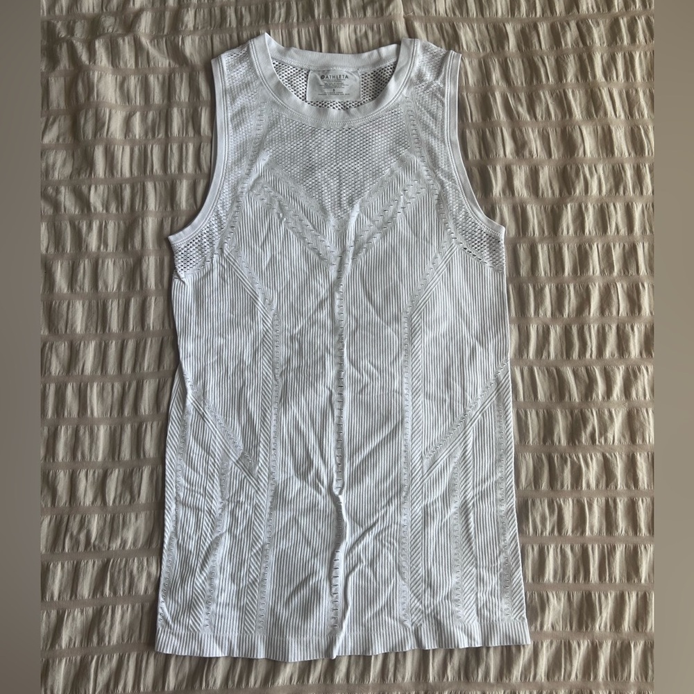 Athleta White Seamless Mesh Panel Tank Top (S)